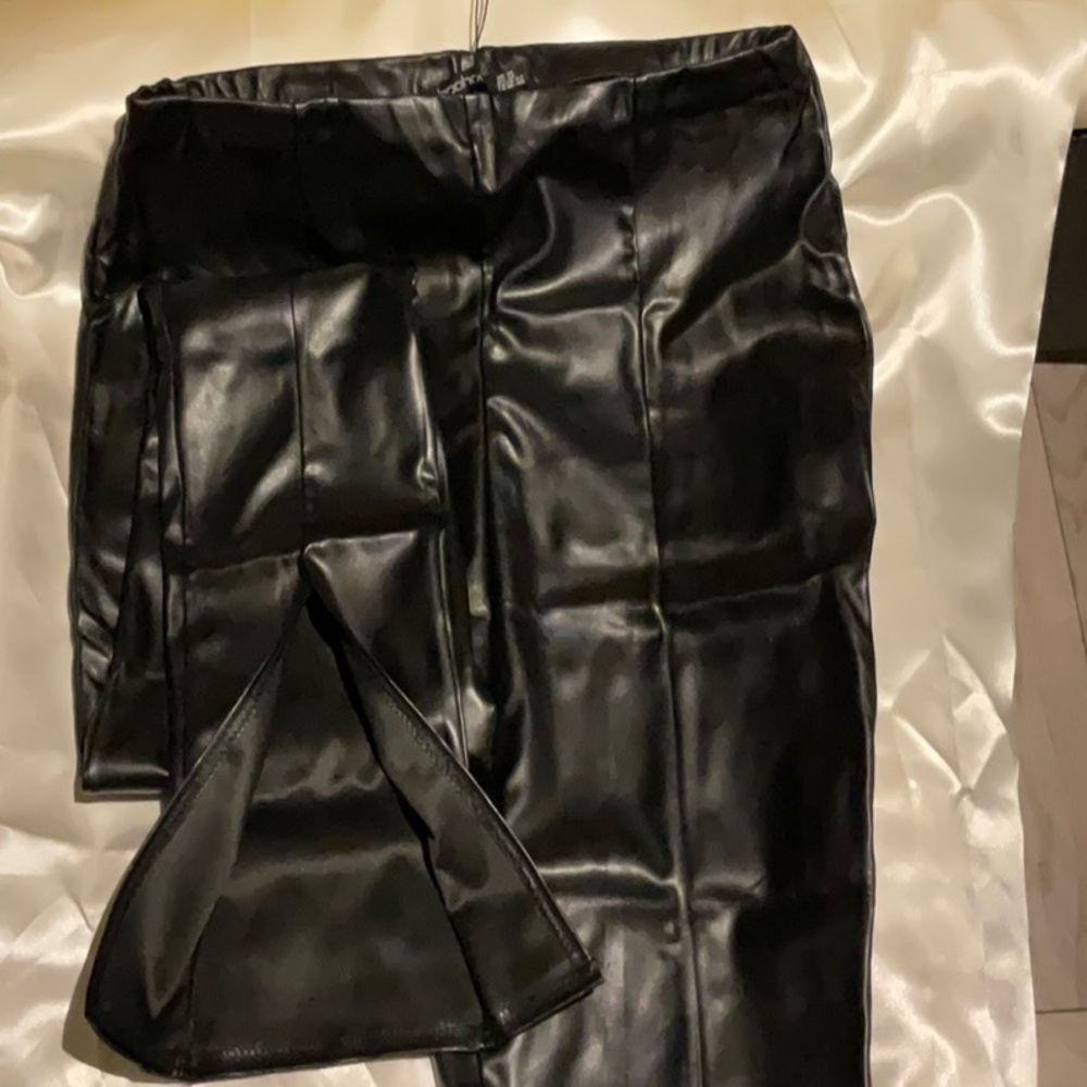 Boohoo Chic Black Faux Leather Trousers